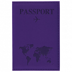 Обложка для паспорта "Passport map", экокожа soft-touch, фиолетовая, STAFF, 238762