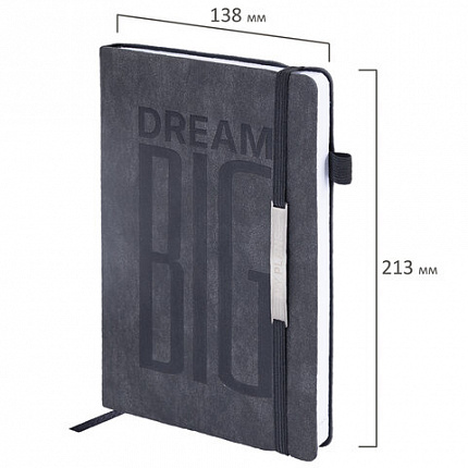 Ежедневник недатированный А5 138х213мм BRAUBERG "BeStyle", под кожу, резинка, держатель, 160л, графитовый, 116215