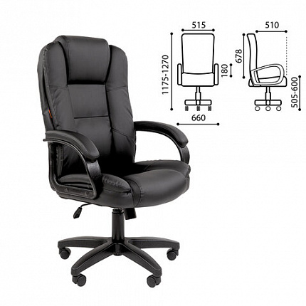 Кресло офисное Chairman CH 600 LT, экокожа, черное, 7158667