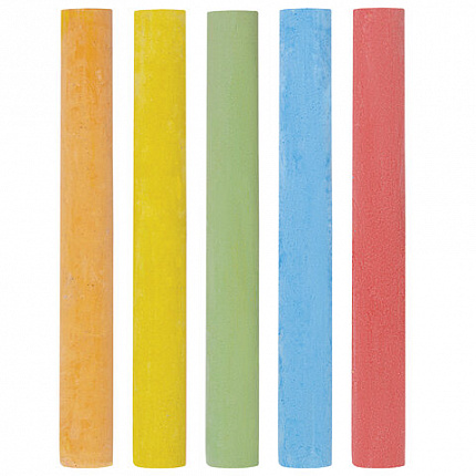 Мел цветной круглый мягкий 10 штук, 5 цветов, BRAUBERG, картонная упаковка, европодвес, 272767