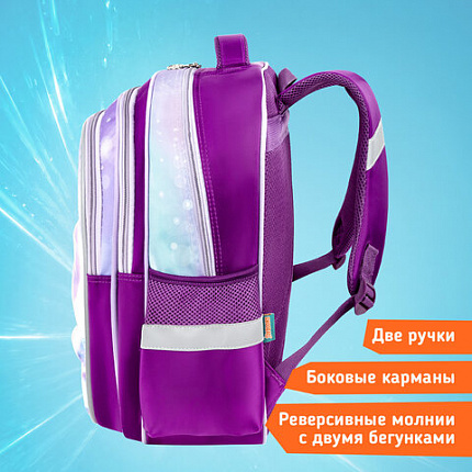 Рюкзак SNOOBAG (СНУБЭГ) FLOSSY, 2 отделения, 3 кармана, "Мечтатель", объемный дизайн, 40х28х18 см, 274441