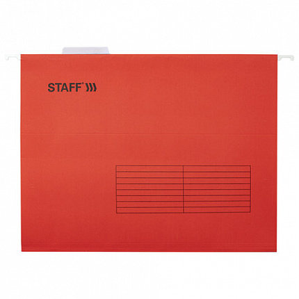 Подвесные папки А4 (350х240 мм) до 80 л., КОМПЛЕКТ 10 шт., красные, картон, STAFF, 270931