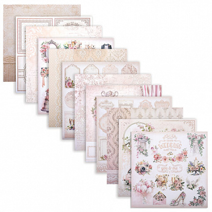 Бумага для скрапбукинга 30х30 см "Свадебный", двусторонняя, 12 листов, 180 г/м2, ОСТРОВ СОКРОВИЩ, 665435