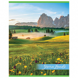 Тетрадь А5, 48 л., HATBER-ECO скоба, офсет №2 ЭКОНОМ, клетка, обложка мелованная бумага, "GreenLand", 075791, 48Т5D1