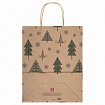 Пакет подарочный КОМПЛЕКТ 10 штук, новогодний, 26x13x32 см, "Kraft Xmas Tree", ЗОЛОТАЯ СКАЗКА, 591959