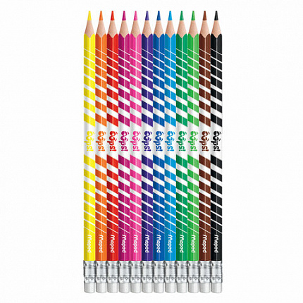 Карандаши цветные стираемые с ластиком MAPED (Франция) "Color'Peps Oops", 12 цветов, трехгранные, 832812