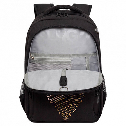 Рюкзак GRIZZLY школьный, анатомическая спинка, 2 отделения, для девочек, "DIAMOND HEART", 39х30х20 см, RG-568-3/1