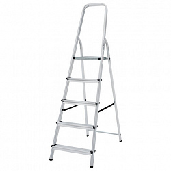 Стремянка алюминиевая 5 ступеней, высота площадки 1,04м, дуга безопасности 0,6м, площадка 26х26см, до 150кг, вес 4кг, НОВАЯ ВЫСОТА, 1110105