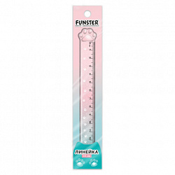Линейка пластиковая 15 см, FUNSTER, "ЛАПКА", прозрачная, европодвес, 210919
