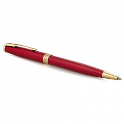 Ручка шариковая PARKER "Sonnet Core Intense Red Lacquer GT", корпус красный глянцевый лак, позолоченные детали, черная, 1931476