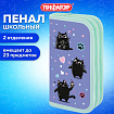Пенал ПИФАГОР, 2 отделения, ламинированный картон, 19х11 см, "Счастливые коты", 273481