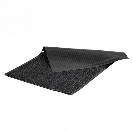 Коврик входной ворсовый влаго-грязезащитный 60х90 см, толщина 7 мм, ребристый, черный, LAIMA, 602869