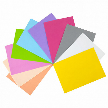 Пористая резина/фоамиран А4, 1 мм, НАБОР, 10 листов, 10 цветов, пастельные цвета, ОСТРОВ СОКРОВИЩ, 661695