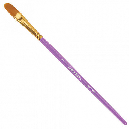 Кисти синтетика BRAUBERG, НАБОР 10 шт., фиолетовые (Круглые; Овальные; Плоские; Лайнеры), 201029