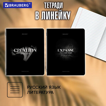 Тетради предметные, КОМПЛЕКТ 12 ПРЕДМЕТОВ, 48 л., матовая ламинация, BRAUBERG "SHADOWS", 405176
