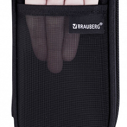 Пенал-органайзер BRAUBERG, 1 отделение, откидная планка, полиэстер, 22х10х6 см, "Глубокий черный", 273577