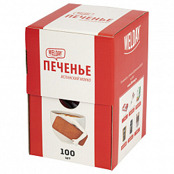Печенье хрустящее в индивидуальной упаковке, WELDAY (ВЭЛДЭЙ) "Испанский Мокко", 100 штук в офис-боксе, 624097