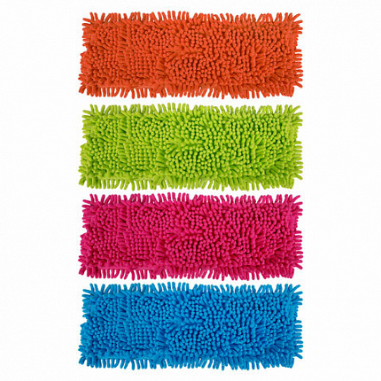 Насадка МОП КОМПЛЕКТ 4 шт., УНИВЕРСАЛЬНАЯ для швабр 38-42 см (ТИП К), микрофибра букли/синель, LAIMA, 607460