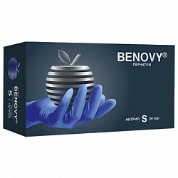 Перчатки нитриловые смотровые 50 пар (100 штук), размер 6-7, S (малый), сиреневые, BENOVY MultiColor