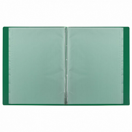 Папка 10 вкладышей BRAUBERG "Office", зеленая, 0,5 мм, 271323