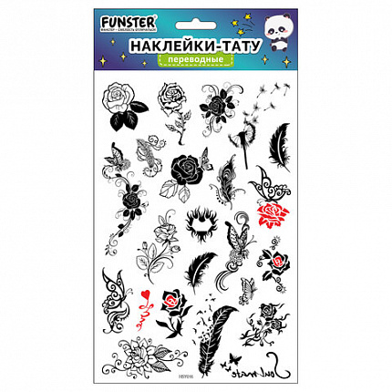 Наклейки-тату переводные "Ассорти", 29х15,5 см, ассорти 12 видов, FUNSTER (ФАНСТЕР), 666106