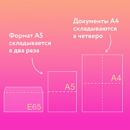 Конверты Е65 (110х220 мм), клей, 80 г/м2, КОМПЛЕКТ 50 шт., клапан автомат, 206.50