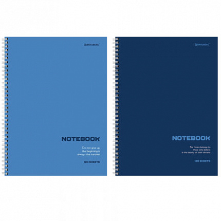 Тетрадь А4, 120 л., BRAUBERG, гребень, клетка, матовая ламинация, "Классика Blue", 405643