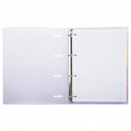 Тетрадь на кольцах БОЛЬШАЯ 305х230мм А4, 120л, пластик, с разделителями, BRAUBERG, Фиолетовый, 404623