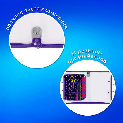 Папка для труда на молнии с ручками ПИФАГОР А4, 1 отделение, пластик, органайзер, "Bubble tea", 273387