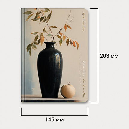 Ежедневник недатированный с резинкой А5 145х203 мм, BRAUBERG, твердый, фольга, 128 л., "Vase", 116295