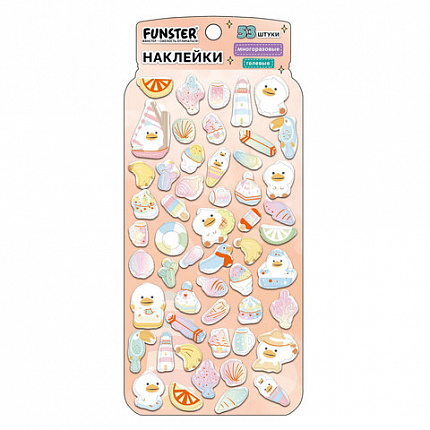 Наклейки гелевые "Вкусный микс", 17,5х9 см, ассорти 6 видов, FUNSTER (ФАНСТЕР), 666082