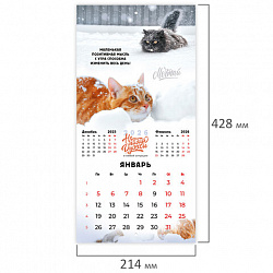 Календарь настенный перекидной 2026 г., BRAUBERG, 12 листов, 21,4х21,4 см, МИНИ, "Не падай духом", 116942