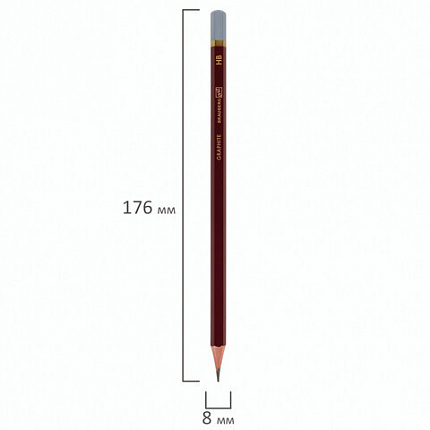 Карандаш чернографитный художественный HB, 1 шт., BRAUBERG ART "PREMIERE", ВЫСШЕЕ КАЧЕСТВО, 181886