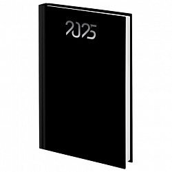 Ежедневник датированный 2025 145х215 мм, А5, STAFF, ламинированная обложка, "Black", 116026