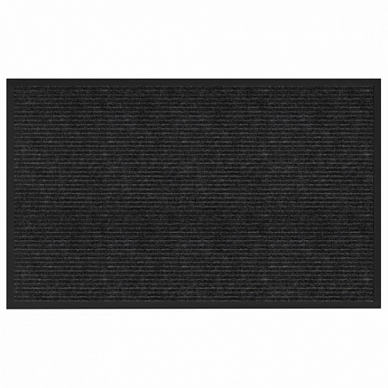Коврик придверный 80х120 см, ЧЕРНЫЙ, влаго-грязезащитный, 450 г/м2, ребристый, PRIMILA (ПРИМИЛА) EXTRA, 701030