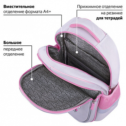 Рюкзак BRAUBERG FAVOUR, 2 отделения, 3 кармана, "Пушистые котята", 40х29х15 см, 271417