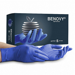 Перчатки нитриловые смотровые 50 пар (100 штук), размер 6-7, S (малый), сиреневые, BENOVY MultiColor