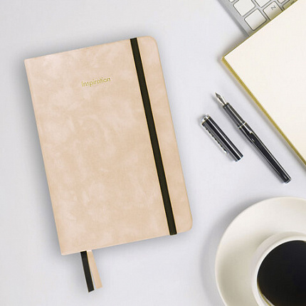 Ежедневник недатированный А5 138x213 мм, BRAUBERG "Velvet", резинка, держатель, 160 л., розовый, 116246