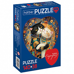 Пазл картонный 2 в 1 "ДВА СЕРДЦА" Premium, 140 + 38 элементов, ассорти, размер поля 270х280 мм, 100х110 мм, HATBER