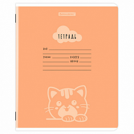 Тетрадь 12 л. BRAUBERG клетка, обложка картон, УШИ-ЛАПЫ-НОС, 107278