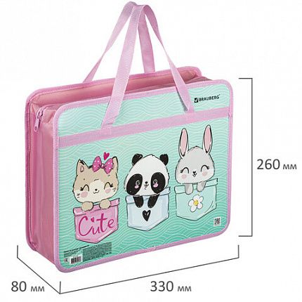 Папка на молнии с ручками BRAUBERG А4, 1 отделение, пластик, 80 мм, "BEST PALS", 271467