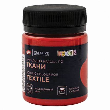 Краска по ткани акриловая "Декола", банка 50 мл, красная, Невская Палитра, 4128331