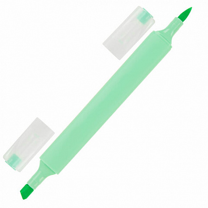 Набор текстовыделителей двусторонних (скошенный/кисть) 6 ПАСТЕЛЬНЫХ ЦВЕТОВ, АССОРТИ, BRAUBERG TIP-D, трехгранный корпус, 152533