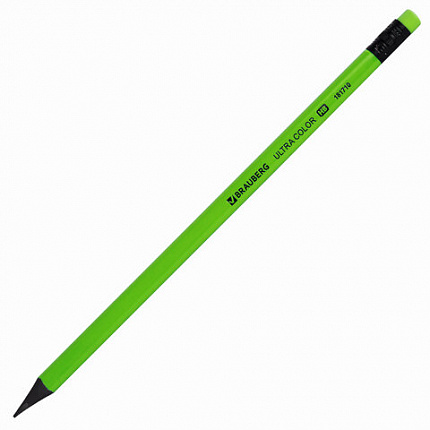 Набор карандашей чернографитных BRAUBERG "ULTRA COLOR" 12 шт., HB, с ластиком, пластиковые, 181710