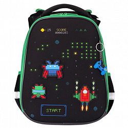 Ранец BRAUBERG PREMIUM, 2 отделения, с брелоком, "Space strike", патчи на липучках, 38х29х16 см, 273104