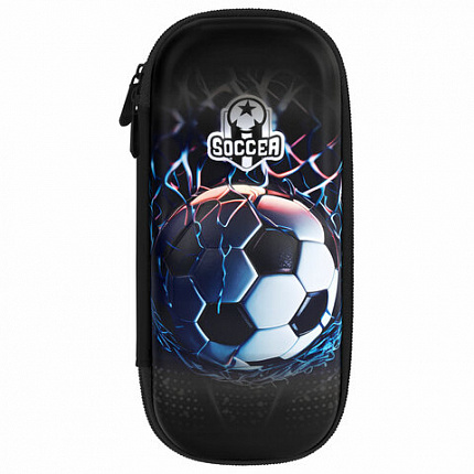 Пенал ЮНЛАНДИЯ, 1 отделение, 1 откидная планка, карман, EVA покрытие soft-touch, 22х10х5 см, "Soccer Club", 273186