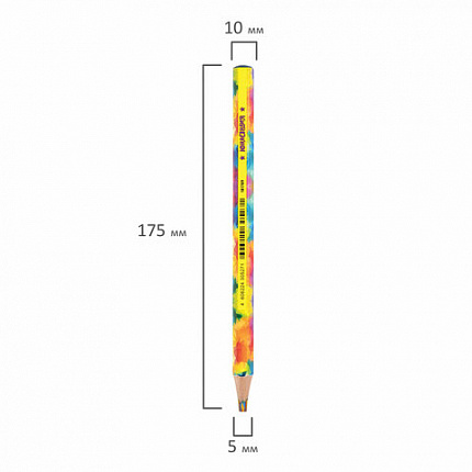 Карандаш с многоцветным грифелем МЯГКИЙ, 1 шт., ЮНЛАНДИЯ "MAGIC", классические цвета, утолщенный, 181789