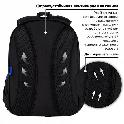 Рюкзак BRAUBERG OPTIMA, 2 отделения, с брелоком, "Brave astronaut", 3D-панель, 36х27х18 см, 273159