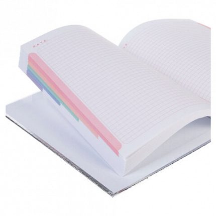 Блокнот А5 167х216 мм, 80 л., твёрдый, бумвинил "METALLIC", клетка, блок 5 цв., HATBER, мята, 084776, 80ББ5В1