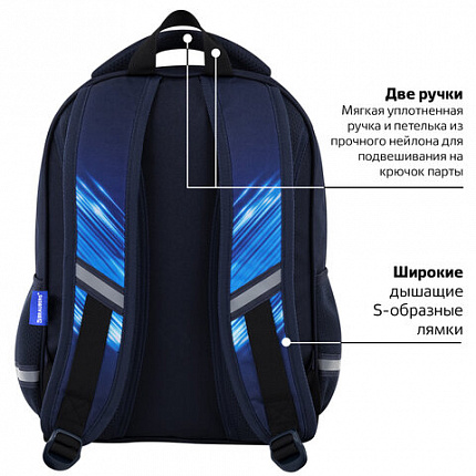 Рюкзак BRAUBERG OPTIMA, 2 отделения, с брелоком, "Ночной гонщик", 36х27х18 см, 272096